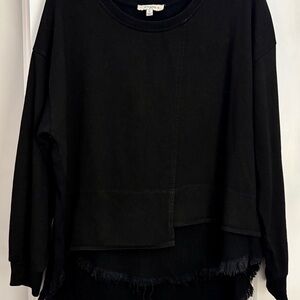 Umgee Black Frayed Hem Tunic